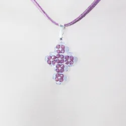 Pendant 40cm - Noga-Mauve Suedine - Pendant 40cm - Laiton argenté